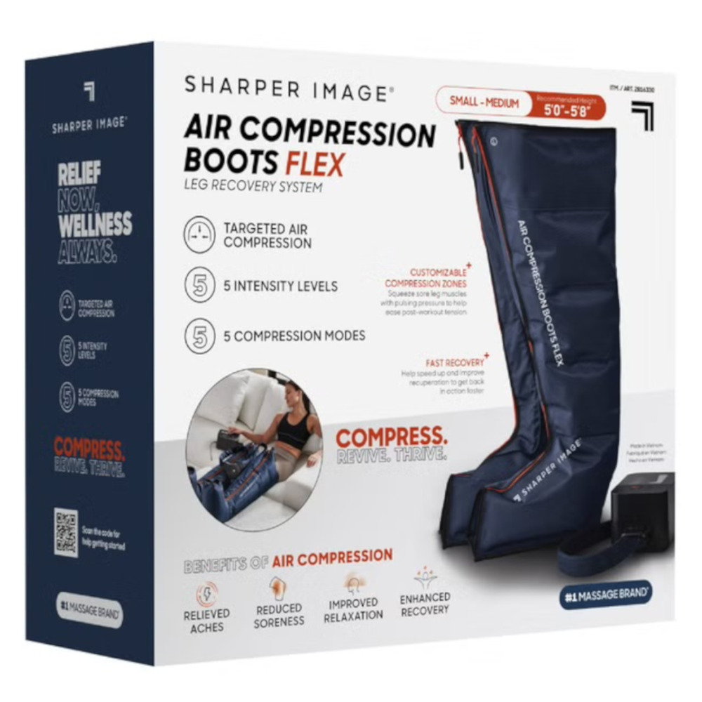 Sharper Image Air Compression Boots Flex Leg Recovery System S/Med New Open Box